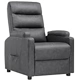 COMHOMA Relaxsessel Fernsehsessel mit Verstellbarer Rückenlehne bis 160°, Federkissen mit Fußstütze Einzelliege Sessel Wohnzimmer Schlafzimmer Heimkino PU-Grau