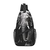 WSOIHFEC Umhängetasche für Damen und Herren, 3D-Elefant, Umhängetasche, Schultertasche, Rucksack, Bauchtasche, Wandern, Tagesrucksack für Reisen, Schwarz, Einheitsgröße