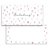 MAVANTO Einladungskarten Hochzeit, Standesamt, Geburtstag - Blanko Einladungskarten Set für feierliche Anlässe (Herzchen, 15x Stück)