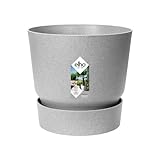 elho Greenville Rund 14 - Blumentopf für Innen und Außen - Selbstbewässerungstopf - 100% recyceltes Plastik - Ø 14.0 x H 13.4 cm - Grau/Living Beton