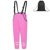 BSBUY Leichte Regenhose Kinder Unisex Matschhose Regenlatzhose mit Reflektorstreifen Einfaches An-Ausziehen Regenbundhose Mädchen Wasserdicht Winddicht Atmungsaktiv Jungen Matschanzug