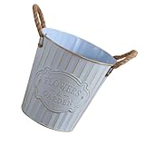 SEWACC Großer Retro Metall blumentopf mit Hanfseil Robuster Eisen blumeimer für Fensterbank und Schreibtisch Dekorativer Pflanzkübel für Warme Wohnatmosphäre Langlebig und Vielseitig