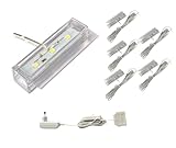 ACCE LED Glasbodenbeleuchtung, Glaskantenbeleuchtung, Vitrinebeleuchtung, Regalbeleuchtung, 2D oder 3D im Set, Leuchtfarbe warmweiß, inklusive Netzteil (2D, 5er set)