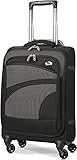 Aerolite 55cm Leichter 4 Rollen Handgepäck Trolley Koffer Bordgepäck Reisekoffer Gepäck Genehmigt für Lufthansa, Eurowings, Ryanair, Easyjet und viele mehr, Schwarz/Grau