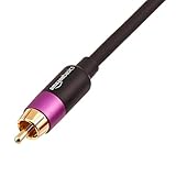 Amazon Basics RCA Audiokabel für Subwoofer, Verstärker, Active Lautsprecher mit vergoldeten Steckern, 1 Stück, schwarz, 2.44 m