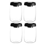 Frischhaltedosen aus Glas, luftdicht, mit Deckel, für Tee, Zucker, Snacks, Müsli, 4 Stück, luftdicht (Fassungsvermögen: 1260 ml x 4)