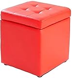 Polsterhocker aus Kunstleder, mit Aufbewahrungsmöglichkeit, Sitzbank mit Spielzeugkiste und Scharnier, stilvoller Sitzhocker