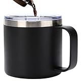 Doppelwandige Kaffeetassen | Reise-Kaffeetasse | Stapelbare Kaffeetasse aus Edelstahl | 12 Unzen auslaufsichere Gläser, Tragbare Kaffeetassen Mit Deckel