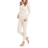 MT Damen Ski- & Thermowäsche Set - warme Unterwäsche Langarm mit weicher Innenseite - Ecru XL