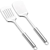 Edelstahl-Spatel-Set, ReaNea Schlitzwender, massiver Wender, robuster Küchenspatel mit hoher Hitzebeständigkeit, ideales Kochgeschirr für Fisch, Eier, Pfannkuchen, spülmaschinenfest