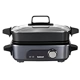 Cuisinart Cook In 5 in 1 Multikocher | Grillen, Anbraten, Dämpfen, Simmern und Langsamkochen | Antihaftbeschichtete, austauschbare Platten und Pfannen | Stapelbar | Mitternachtsgrau