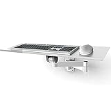 Verstellbare Aluminium-Tastaturablage mit wandmontierter Mausplattform und verstellbarem Armständer für platzsparendes Büro.