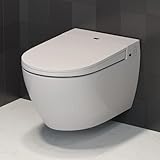Bath Deluxe Wand Toilette mit integrierter Sitzheizung (Weiß Glänzend) | Wand WC mit bidet funktion inkl Toilettendeckel mit Absenkautomatik | Dusch WC inkl WC Sitz mit Absenkautomatik