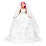 Miunana Kleidung Elegant Dress Kleider Abendkleid Prinzessin Pailletten für 11,5 Zoll Mädchen Puppen (Weiß)