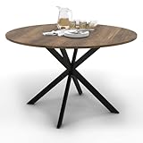 IDMarket - Esstisch, rund, Alix, 6 Personen, Spinnenfuß, schwarz und Tischplatte aus dunklem Holz, 110 cm