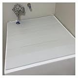 Ausziehbares Badewannentablett, Staubtafel-Deckel, Isolierabdeckung, weiß, faltbar, PVC, staubdicht, Ständer für Zuhause, Badezimmer, multifunktionales Aufbewahrungsregal (70 x 105 x 0,6 cm)