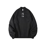 Herren-Sweatshirt mit 1/4-Reißverschluss, Stehkragen, ohne Kapuze, Pullover, Troyer, Arbeitspullover für Herren, Oversize, warm, mit Tasche, langärmliges T-Shirt für den Außenbereich, Schwarz , XL