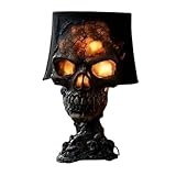 Lavastein-Totenkopf-Lampe für Halloween, handgefertigt, Gothic-Nachtlicht mit flackerndem Flammeneffekt, gruselige Heimdekoration für Party, Garten, Horror-Thema, Raumdekoration