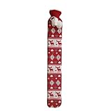 Lange Wärmflasche mit weichem Bezug 2 Liter, Hot Water Bottle Bettflasche Schlauch-Wärmflasche für Rücken Nacken Schulter und Unterleib, große Wärmeflasche 73 x 13cm, Nackenwärmflasche