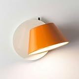 Wandleuchte für den Innenbereich, modern, orange, LED-Wandleuchte, verstellbare Nachttisch-Wandhalterung, Lesen, 360° drehbare Metall-Wandlampe mit Acryl, 7 W, rund, für Schlafzimmerlampe