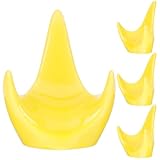 DEARMAMY 4 Stück Keramik Okarina Ständer für 6 und 12 Loch Okarinas Stabiler Musikinstrumentenhalter Gelber Dreieck Halter für Heimdekoration