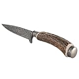 Holz-Leute Trachtenmesser, Jagdnicker, Jagdmesser, Hirschfänger für die Lederhose aus Hirschhorn mit Damastklinge 300 Lagen