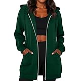 Generisch Wintermantel Damen Lang Warm Hoodie Damen Winterjacke Elegant Oversize Damen-Jacken Winter Lange Sweatjacke Mit Kapuze Mantel Frauen Leichte Kapuzenjacke Mit Reissverschluss Jacke