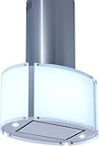refsta 9107 ROK, Design Inselhaube, 70cm, Glas, Edelstahl, Ambientebeleuchtung, LED, 3 Stufen, Softtouch Knöpfe, 605m³/h