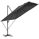 SONGMICS Sonnenschirm, Ampelschirm, 270 x 270 cm, UV-Schutz UPF 50+, Gartenschirm, um 360° drehbar, Neigungswinkel verstellbar, mit Kurbel, Kreuzfuß, grau GPU057G02