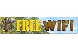 mrdeco Holzschild 46x10cm free Wifi Wlan Internet Holz Schild