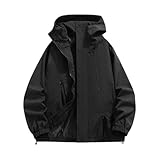 NITRY Übergangsjacke Herren Urlaub Camping Sport Outdoorjacke Leichte Persönlichkeit Trend LangarmJacke Casual Gutaussehend Mode HoodieJacke G-Black 3XL