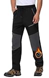 MOCOLY Wanderhose Herren Winter Thermo Jagdhose Funktionshose Thermohose Winterhose Outdoorhose Arbeitshose Männer Warme Gefüttert Softshell Outdoor Hose für Wander Ski Snowboard Golf Schwarz XL