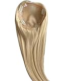 18 Zoll Remy Echthaar-Topper blond 6x6 Seidenbasis Spitze Clips im Haar Handgebunden Monofilament PU Damen Haar Extensions