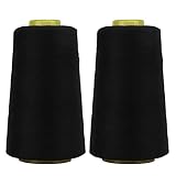 Resefinem 2pcs 402 Sergergewinde Premium Polyester Fray Resistant Fadeless Lobable Sturdy weit verbreitete schwarze Gewinde ideal für tägliche Quilt -Serger Overlock