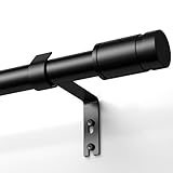 TRAROD Gardinenstange Schwarz 76-228cm, 16 mm Durchmesser Vorhangstange Ausziehbar, Vorhangstange mit Halterung und zylindrischen Enden für Schlafzimmer, Wohnzimmer und Küche - Schwarz Matt