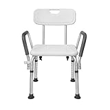 UISEBRT Duschhocker Höhenverstellbar - Duschstuhl für Senioren Schwangere Badstuhl für die dusche (mit arm- und rückenlehne)