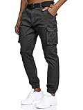 Indicode Herren Kerr Cargohose aus 98% Baumwolle | Cargo Hose für Männer Black XL