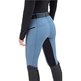 Reithose Reithose Slim Fit Elastische Spleißen Nieten Freizeithose FüR Reitsport Pferdetraining(Blue,L)