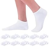 Satiskid 10 Paar Sneaker Socken Damen Herren 39-42, Baumwoll Socken Kurze Sneakersocken, Atmungsaktive Halbsocken Sportsocken für Sport und Alltag, Weiß