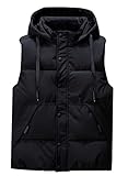 Icegrey Herren Daunenweste mit Kapuze ärmellos leicht Bodywarmer Steppweste Warm Gilet Stehkragen, Schwarz 2, 3XL