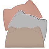 OHMO Napfunterlage für Kleine Hunde und Katze, 46x25cm, Unterlage für Katzennapf, rutschfeste Futterunterlage aus Silikon, Wasserdicht, Beige