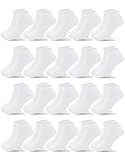 Duufin 20 Paar Kleinkindsocken für Jungen und Mädchen, Knöchelsocken für 2–15 Jahre, niedrig geschnitten, athletische Socken, Weiss/opulenter Garten, 2-4T