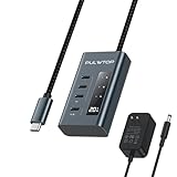 PULWTOP USB C Hub Aktiv mit Netzteil,4 Ports USB C to C Hub with 10 Gbit/s 3.2 Generation, PD Output 20W. USB-C Hub für Datenübertragung Und Laden Für Any Type c laptops (Nicht unterstützt Video)