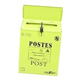 OUNONA Vintage Briefkasten mit Schloss Wandmontage Retro Postbox Platzsparend mit Dekorativem Buchstabenmotiv für Briefe und Zeitungen Grün