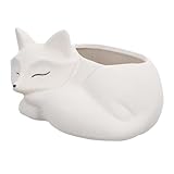 VICASKY Keramik Blumenübertopf Fuchs Form mit Abflussloch Dekorativer Cartoon Sukkulenten Pflanzkübel für Wohnzimmer Balkon Garten Geschenkidee