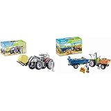 PLAYMOBIL Country 71305 Großer Traktor & Country 71249 Traktor mit Hänger inkl. Transportboxen, Grüner Trecker für den Bio-Bauernhof, Nachhaltiges Spielzeug für Kinder ab 4 Jahren