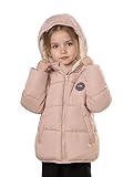 Sunny Sprout Winterjacke mit Kapuze für Kleinkinder - Schwere gefütterte Pufferjacke für Mädchen mit winddichten Ärmeln und Fleece-Futter Rosa 104