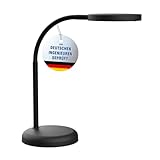 Maul Schreibtischlampe LED MAULjoy | Kleine Schreibtischlampe mit Standfuß | Moderne Tischlampe für Schreibtisch, Büro | Flexible LED Lampe mit 3000K warmweißem LED Licht | Schwarz