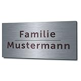 GRAVURZEILE Türschild mit Gravur - Edelstahl Namensschild - Personalisiert mit versch. Motiven & Größen - Wetterfest - 1mm Edelstahl gebürstet & geschliffen - für Briefkasten & Haustür
