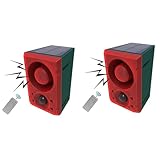 Jialouboo 2 x Solar-Bewegungsmelder-Alarm mit Fernbedienung, 130 dB Sound-Lichtalarm, Sirene, Alarmsystem, Sicherheitsalarmsystem